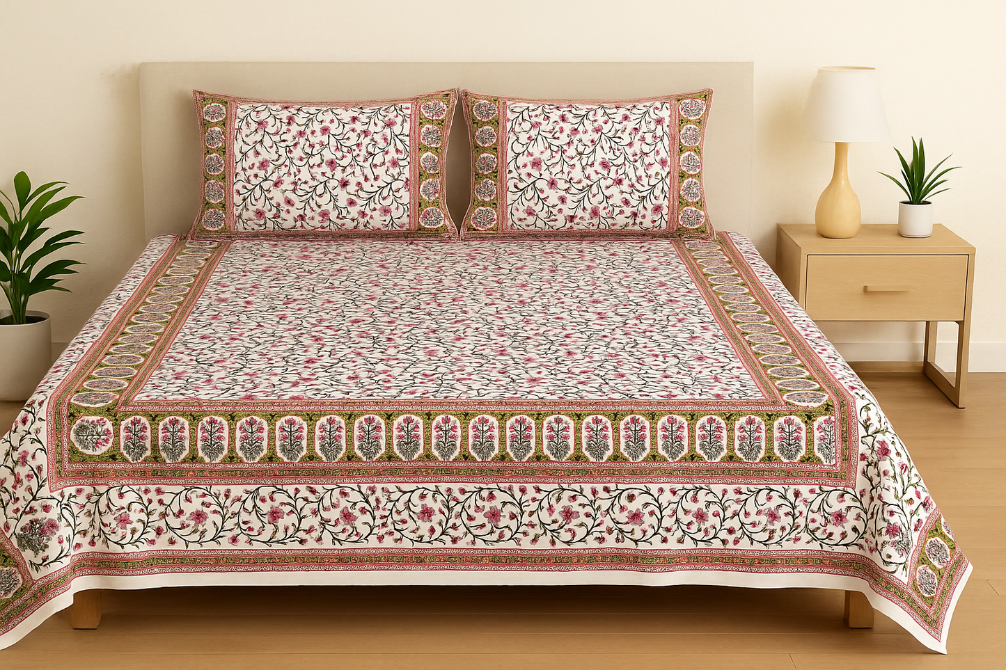 JAIPURI ROYAL PREMIUM COTTON BEDSHEET WITH ROSE PRINT