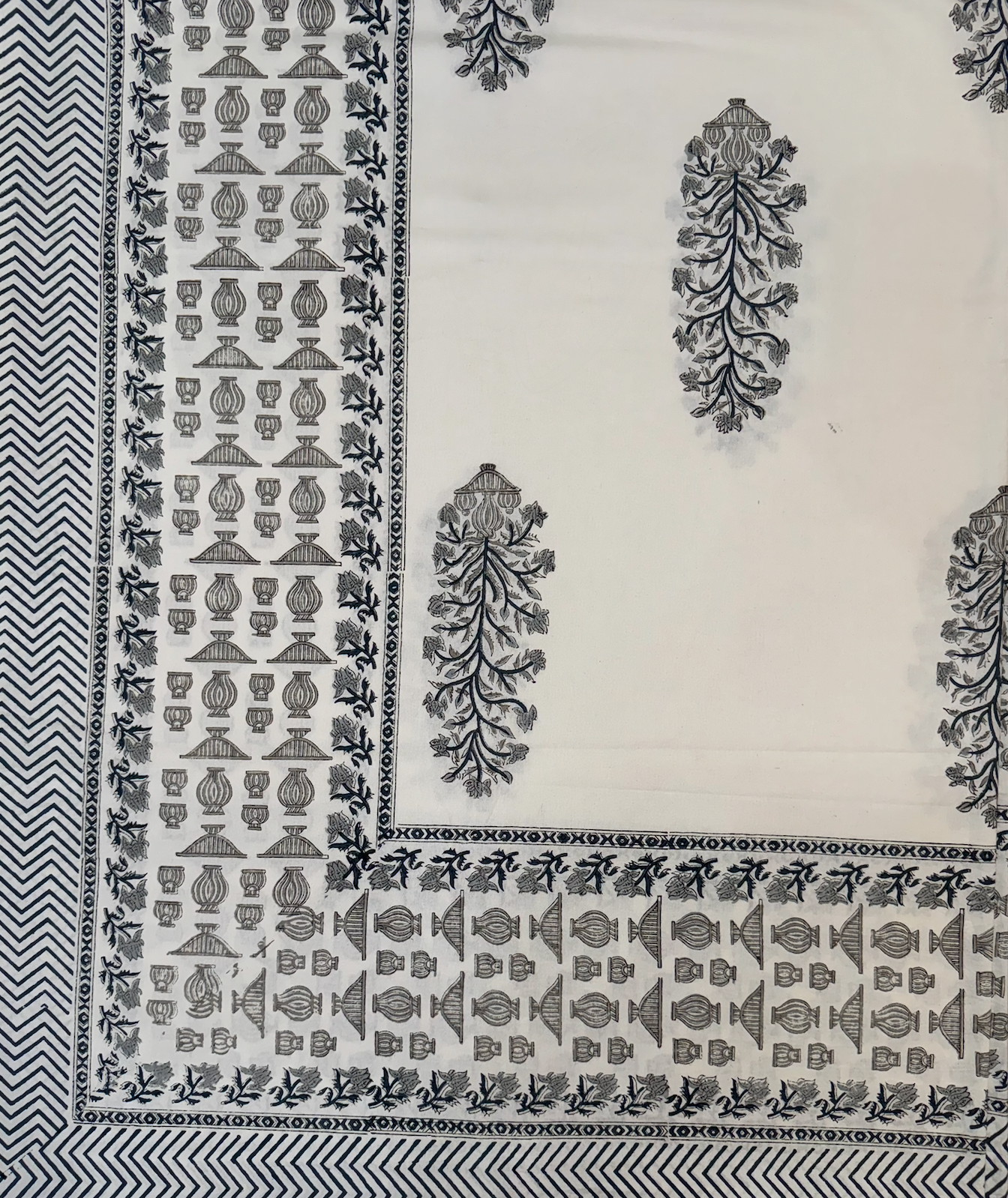 Jaipuri Premium Cotton Bedsheet with Marigold Vine Motifs