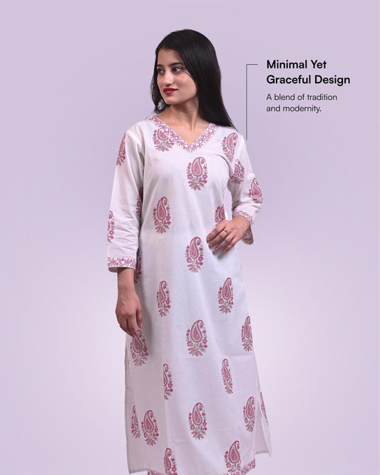 Cotton Printed Kurti Set – Rose Paisley - newkasa