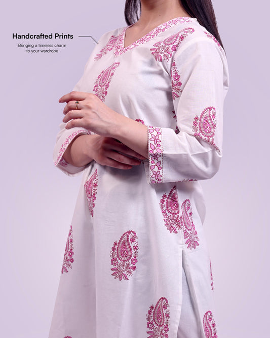 Cotton Printed Kurti Set – Rose Paisley - newkasa
