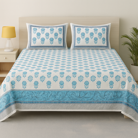 CHRYSANTHEMUM JAIPURI PREMIUM COTTON BEDSHEET