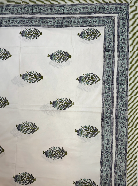Rajasthani Hand Block Print Bedsheet – Elegant Floral Pattern