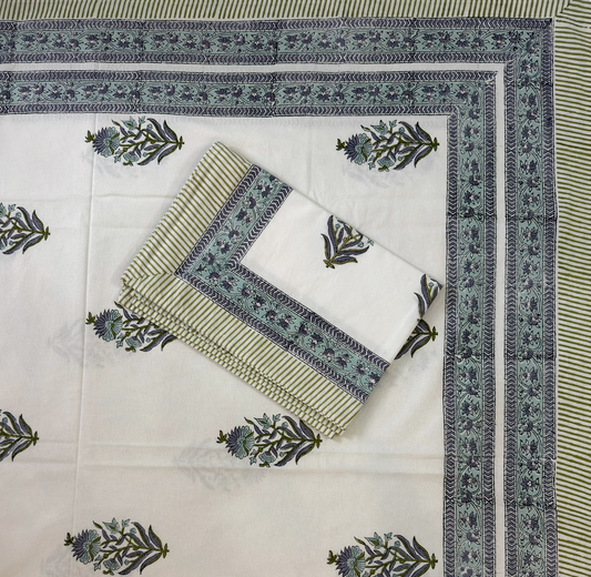 Rajasthani Hand Block Print Bedsheet – Elegant Floral Pattern